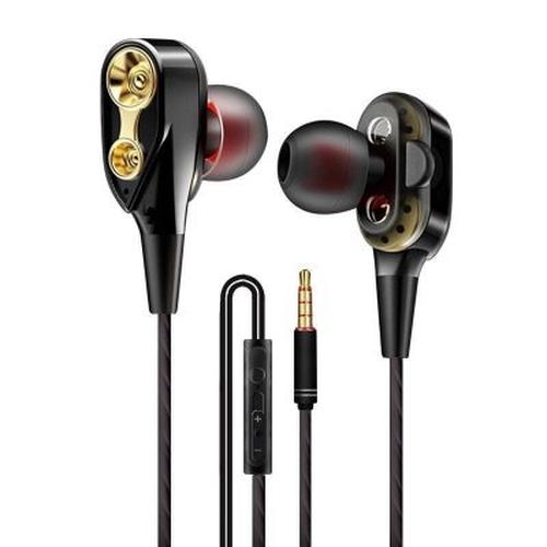 Dual Driver Earphones Wired Extra Bass, In-ear Dual Motion Sports Headphones