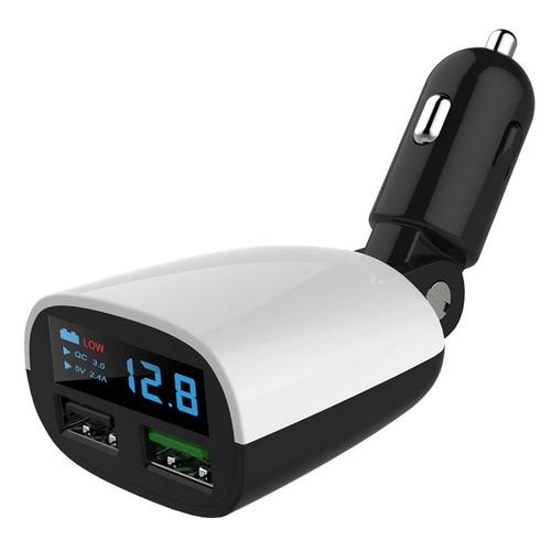 Dual USB Car Charger with LED Display - Safely Charge Your Devices on the Go