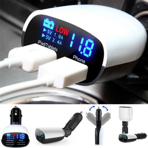 Dual USB Car Charger with LED Display - Safely Charge Your Devices on the Go