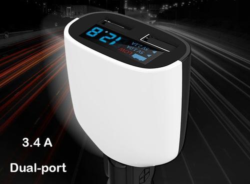 Dual USB Car Charger with LED Display - Safely Charge Your Devices on the Go