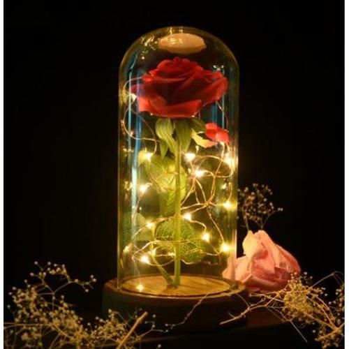 Enchanted Forever Rose Flower Lamp In Glass LED Light Christmas Decoration