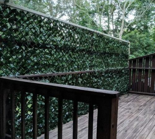 Expandable security fence for outdoor balcony patio, garden decorative plants