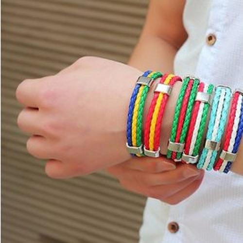 Flag Color Leather Bracelet PU Leather Bracelet