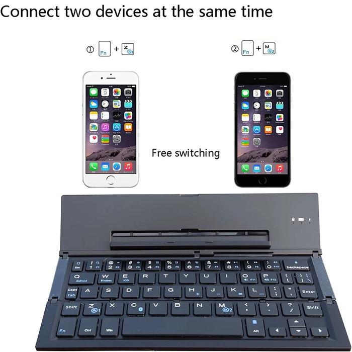Ultra-Thin Folding Bluetooth Keyboard with Phone Holder Support