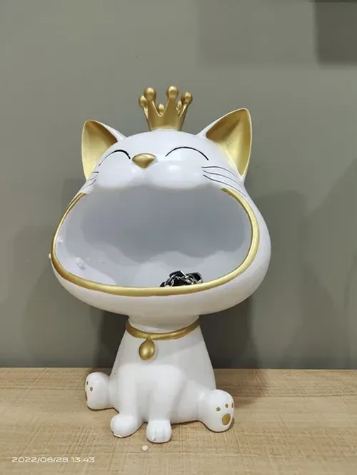 Fortune Cat Sculpture Key Holder with Storage Tray for Home Decoration photo review