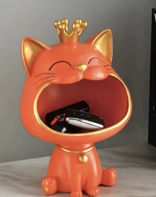 Fortune Cat Sculpture Key Holder with Storage Tray for Home Decoration photo review