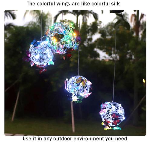 Garden Hanging Solar Round Ball Light With Butterfly