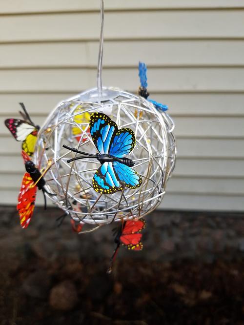 Garden Hanging Solar Round Ball Light With Butterfly photo review