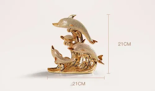 Gold Animal Ceramic Figurines for Wedding Decor and Home Decoration