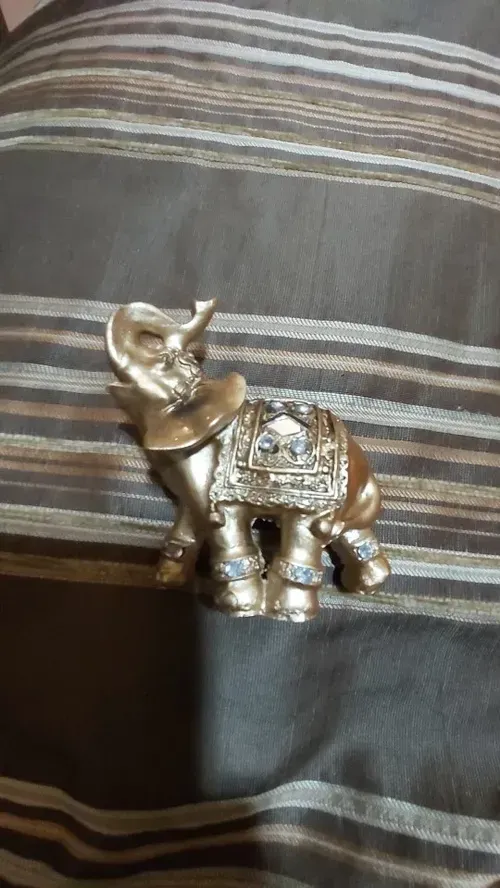 Golden Resin Elephant Statue with Elegant Trunk - Lucky Wealth Figurine Home Decor photo review