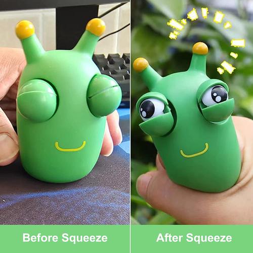 Green Bug Squeeze Toy with Grass Eyes - Sensory Toy for Kids and Adults