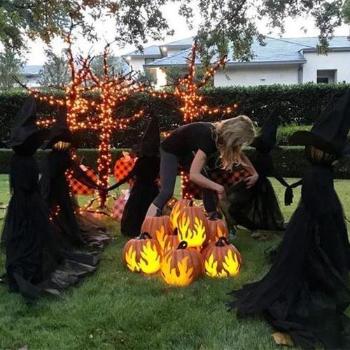 Halloween Witch Light Decoration, 7-color Lighting Scene Props Garden Decoration