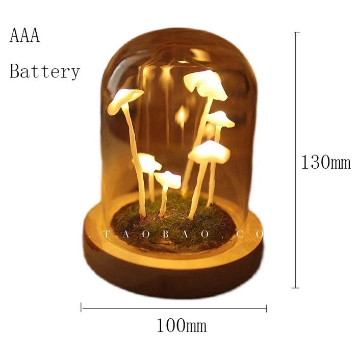 DIY Mushroom LED Night Light Kit with Glass Dome