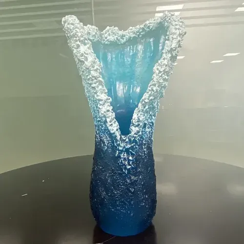 Handmade Resin Sea Wave Vase - Modern Home Decor