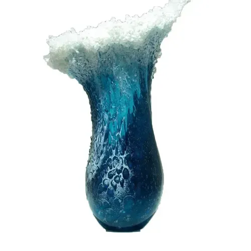 Handmade Resin Sea Wave Vase - Modern Home Decor