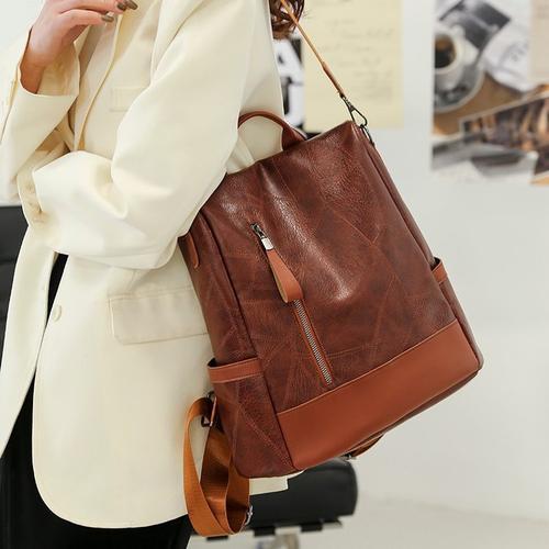 High-Quality Women's Leather Backpack with Large Capacity and Anti-Theft Design