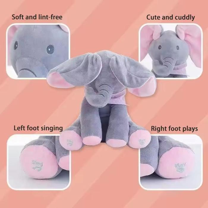 Interactive Singing Elephant Plush Toy with Moving Ears