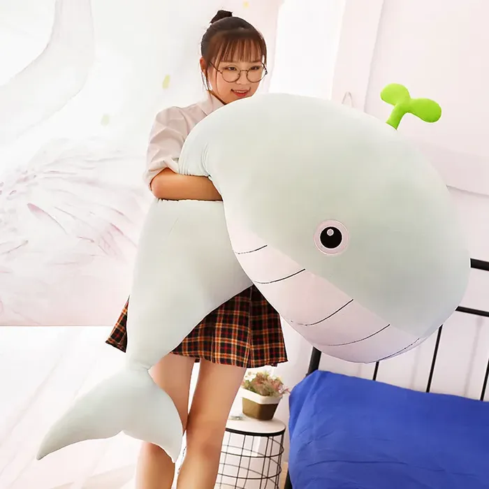 Cute Whale Plush Toy with Seedling Design