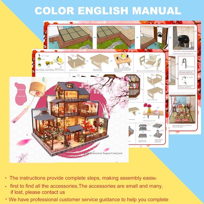 Dollhouse Miniature with Furniture, DIY Wooden Dollhouse Kit Japanese Style Plus Dust Protection and Music Movement