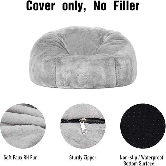 Big Huge Giant Bean Bag Chair, Comfy Fluffy Giant Round Bean Bag Lazy Sofa Cove, Lazy Sofa Bean Bag Chair Foam Furniture Bean Bag