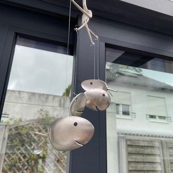 Lovely Fishing Man Spoon Fish Sculpture Wind Chime photo review