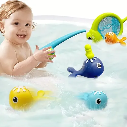 Magnetic Fishing Bath Toys for Toddlers with Swimming Whales