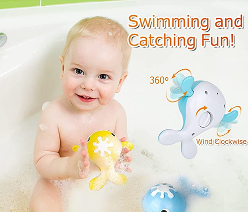 Magnetic Fishing Bath Toys for Toddlers with Swimming Whales