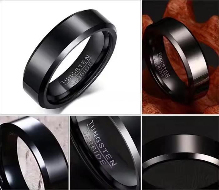 Men’s Polished Tungsten Steel Statement Ring