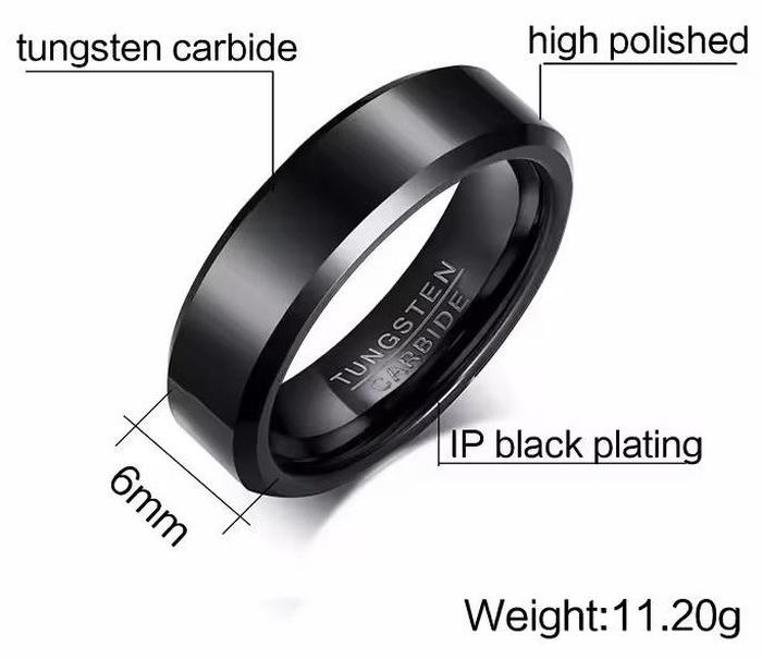 Men’s Polished Tungsten Steel Statement Ring