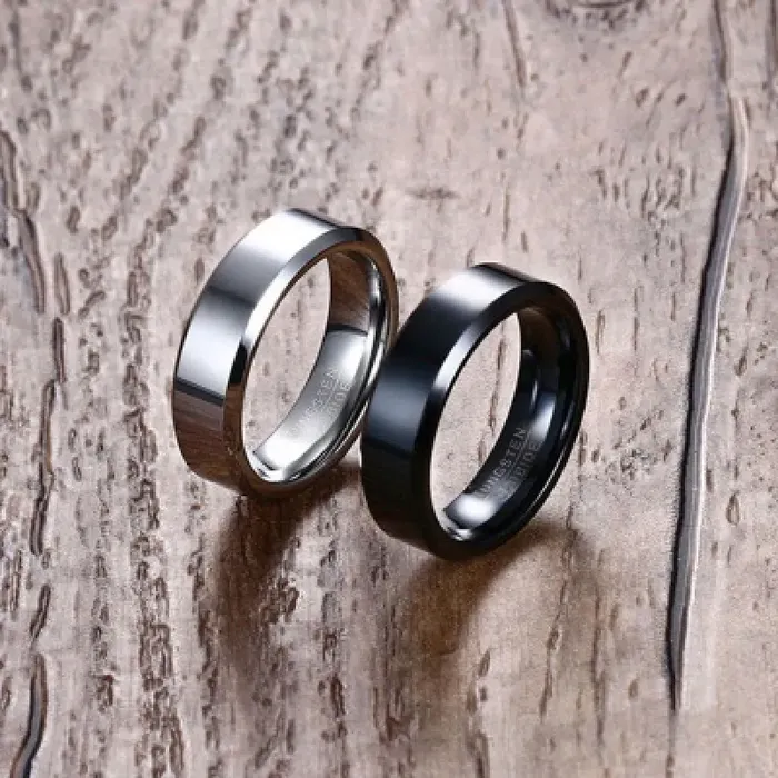 Men’s Polished Tungsten Steel Statement Ring