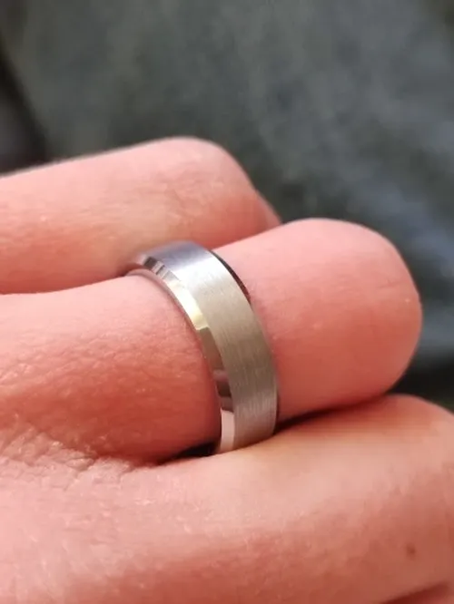 Men’s Polished Tungsten Steel Statement Ring photo review
