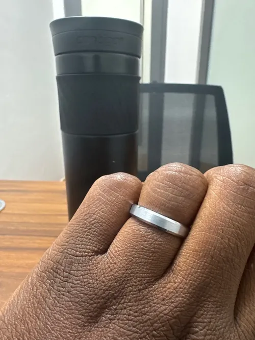 Men’s Polished Tungsten Steel Statement Ring photo review