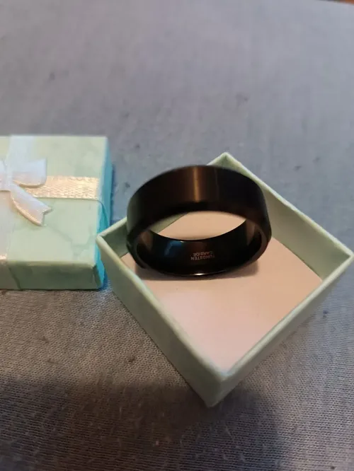 Men’s Polished Tungsten Steel Statement Ring photo review