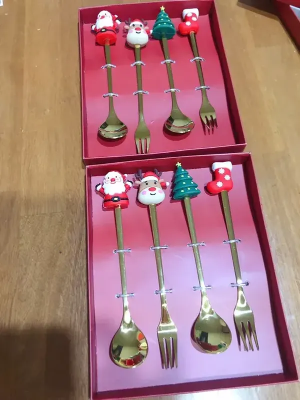 Metal Christmas Spoons with Santa Claus Design For Tableware And Party Decoration photo review