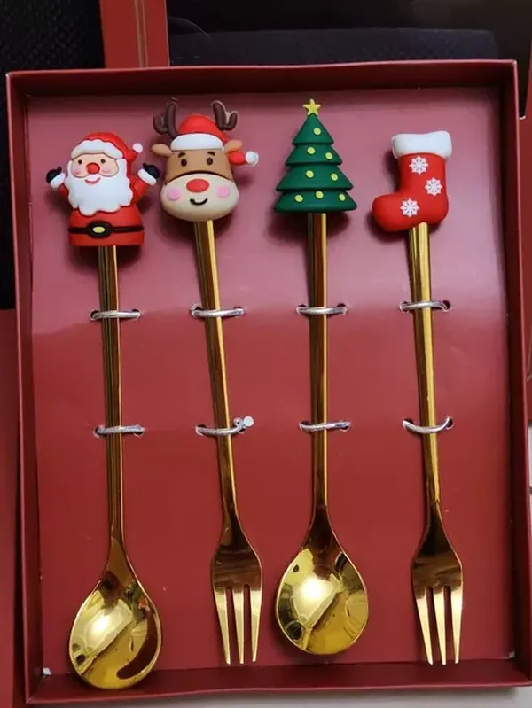 Metal Christmas Spoons with Santa Claus Design For Tableware And Party Decoration photo review