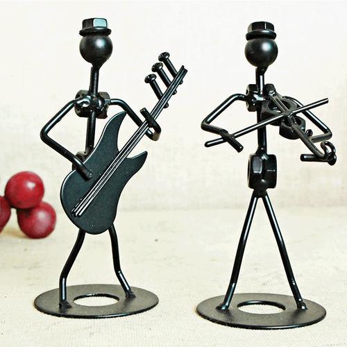 Metal Musician Guitar Player Statue for Home Decor