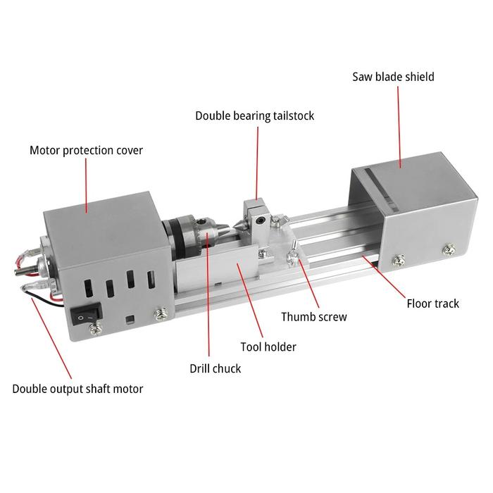 Mini Lathe for Wood and Metal with Polishing and Cutting Capabilities(100W, 2000-8000RPM)