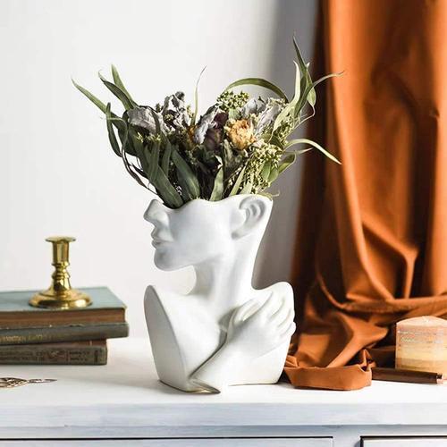 Modern Abstract Ceramic Head Vase for Home Decor