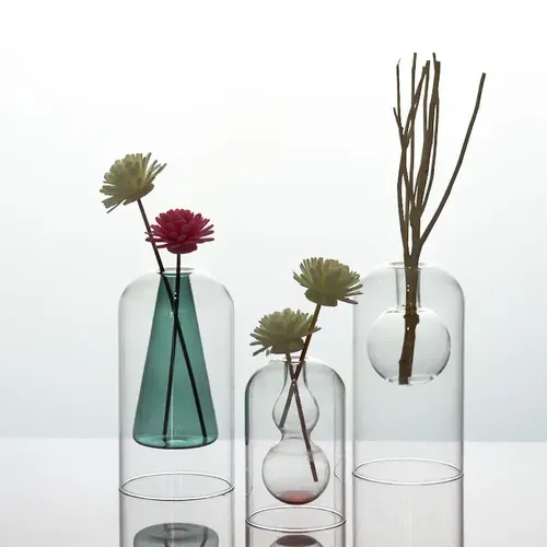 Modern Double Glass Vase for Home Decor, Wedding, and Hydroponic Plant