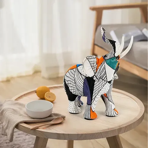 Modern Elephant Resin Ornaments - Decorative Sculptures for Living Room