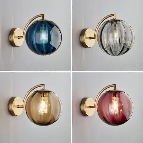 Modern LED Wall Sconce with Colorful Glass Shade for Living Room Bedroom Dining Kitchen