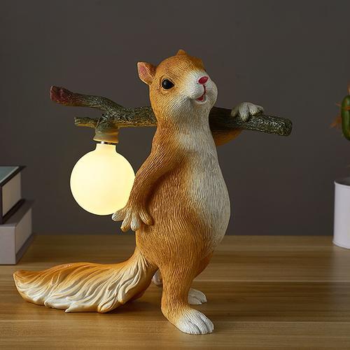 Modern Resin Squirrel Table Lamp for Kids Bedroom Bedside Night Light