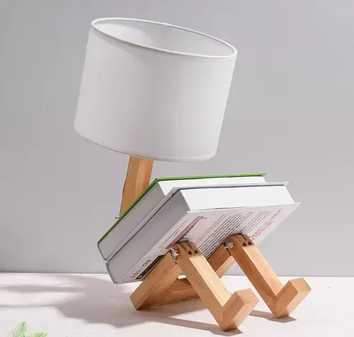 Modern Robot Wooden Table Lamp E14 Bulb Holder 110-240V