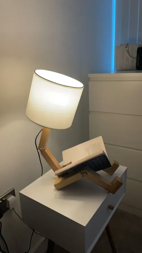 Modern Robot Wooden Table Lamp E14 Bulb Holder 110-240V photo review