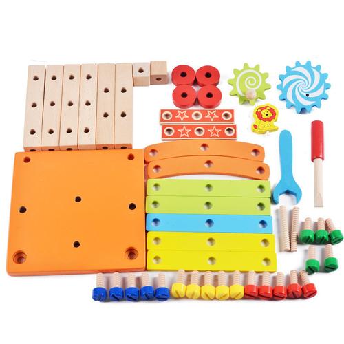 Montessori DIY Wooden Chair Building Blocks Puzzle Toy for Kids