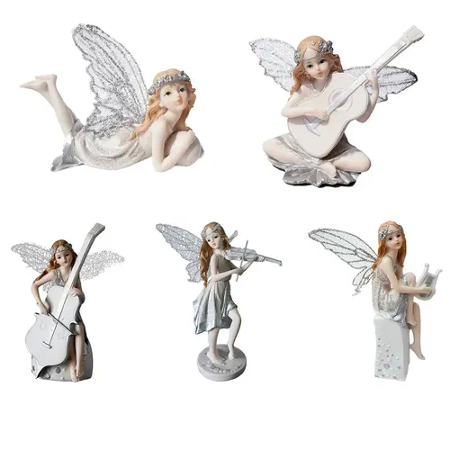 Musical Resin Angel Dolls Figurine Ornament for Home Decor