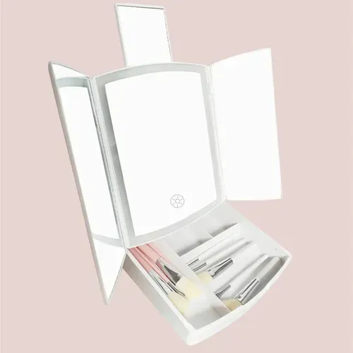 My Foldaway Tri-Fold Vanity Mirror with 10x Magnification and LED Lights