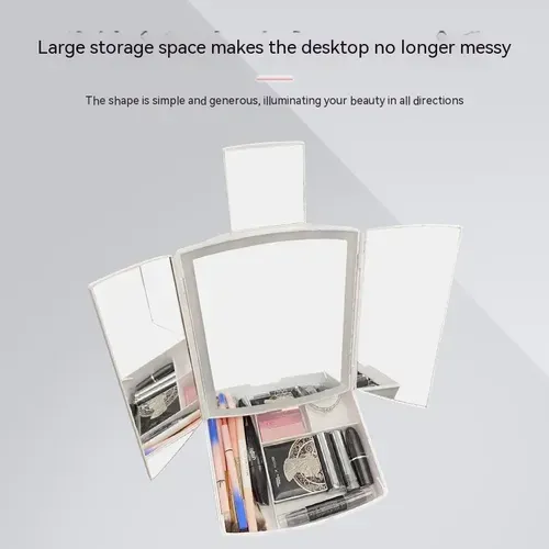 My Foldaway Tri-Fold Vanity Mirror with 10x Magnification and LED Lights