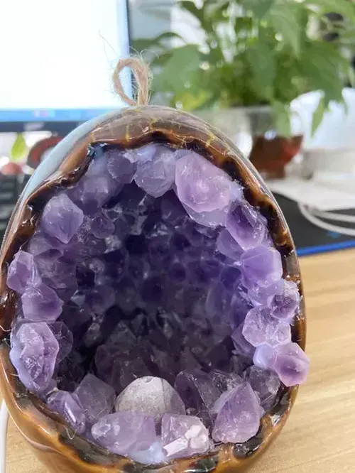 Natural Crystal Egg Shape Lamp with Amethyst & Citrine Clusters - USB Powered LED Night Light for Bedroom Home Decor photo review