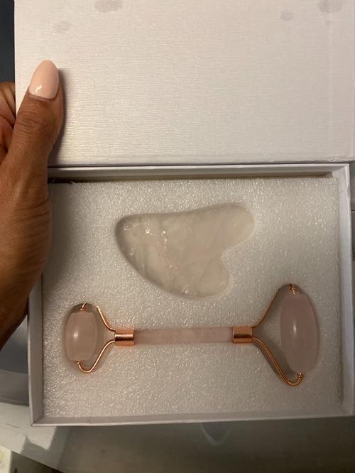 Natural Stone Jade  Scraper Rose Quartz Facial Tools Neck Massager photo review